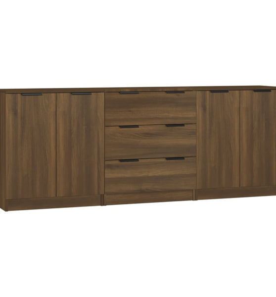 3-tlg. Sideboard Braun Eiche-Optik Holzwerkstoff