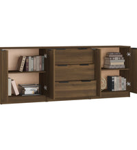 3-tlg. Sideboard Braun Eiche-Optik Holzwerkstoff