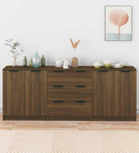 3-tlg. Sideboard Braun Eiche-Optik Holzwerkstoff