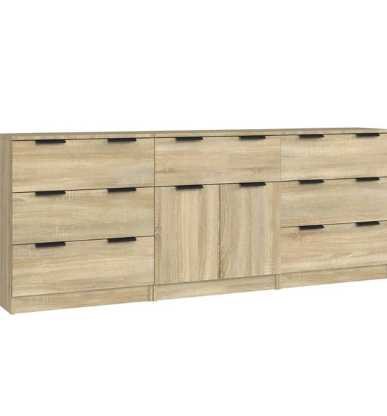 3-tlg. Sideboard Sonoma Eiche-Optik Holzwerkstoff