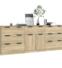 3-tlg. Sideboard Sonoma Eiche-Optik Holzwerkstoff