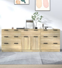 3-tlg. Sideboard Sonoma Eiche-Optik Holzwerkstoff