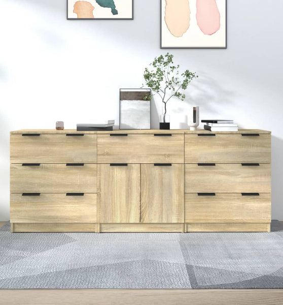 3-tlg. Sideboard Sonoma Eiche-Optik Holzwerkstoff