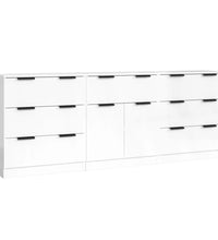 3-tlg. Sideboard Hochglanz-Weiß Holzwerkstoff