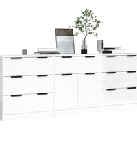 3-tlg. Sideboard Hochglanz-Weiß Holzwerkstoff