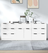 3-tlg. Sideboard Hochglanz-Weiß Holzwerkstoff