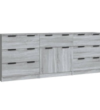 3-tlg. Sideboard Grau Sonoma Holzwerkstoff