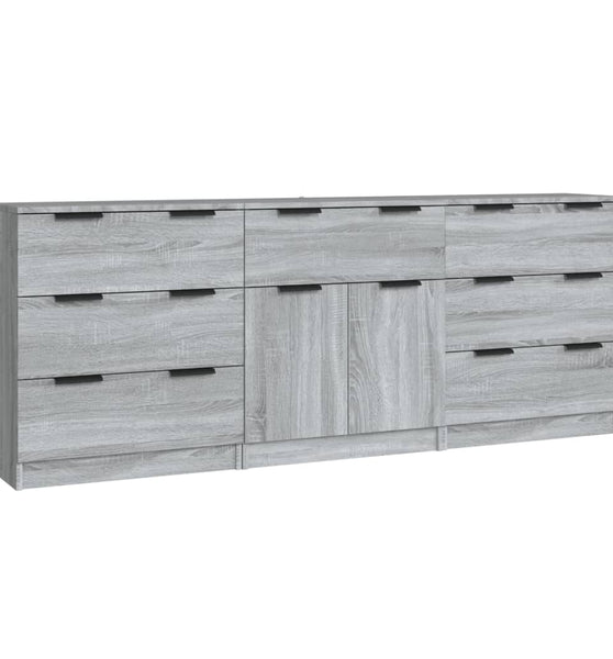 3-tlg. Sideboard Grau Sonoma Holzwerkstoff