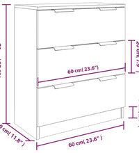 3-tlg. Sideboard Grau Sonoma Holzwerkstoff