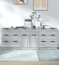 3-tlg. Sideboard Grau Sonoma Holzwerkstoff