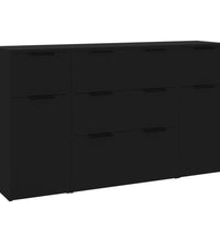 3-tlg. Sideboard-Set Schwarz Holzwerkstoff