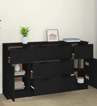 3-tlg. Sideboard-Set Schwarz Holzwerkstoff