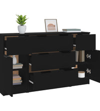 3-tlg. Sideboard-Set Schwarz Holzwerkstoff