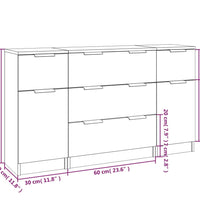 3-tlg. Sideboard-Set Schwarz Holzwerkstoff