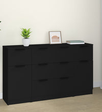 3-tlg. Sideboard-Set Schwarz Holzwerkstoff