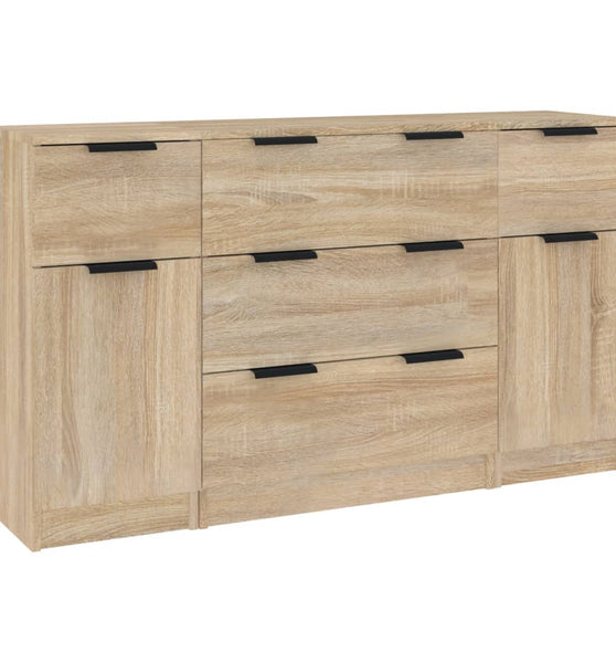 3-tlg. Sideboard-Set Sonoma-Eiche Holzwerkstoff