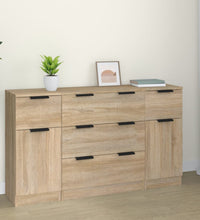 3-tlg. Sideboard-Set Sonoma-Eiche Holzwerkstoff