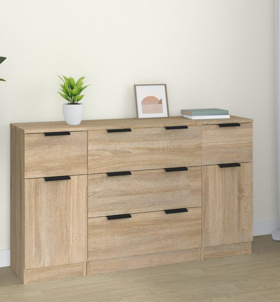 3-tlg. Sideboard-Set Sonoma-Eiche Holzwerkstoff