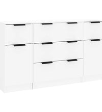 3-tlg. Sideboard-Set Hochglanz-Weiß Holzwerkstoff