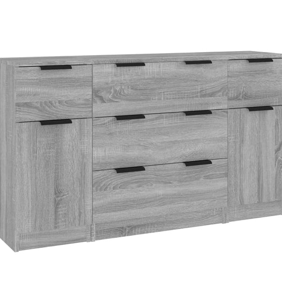 3-tlg. Sideboard-Set Grau Sonoma Holzwerkstoff