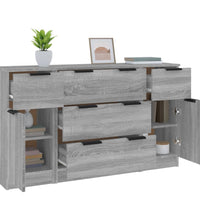 3-tlg. Sideboard-Set Grau Sonoma Holzwerkstoff