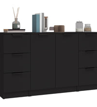 Sideboards 3 Stk. Schwarz Holzwerkstoff