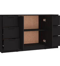 Sideboards 3 Stk. Schwarz Holzwerkstoff