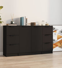 Sideboards 3 Stk. Schwarz Holzwerkstoff