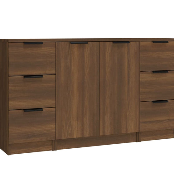 Sideboards 3 Stk. Braun Eichen-Optik Holzwerkstoff