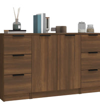 Sideboards 3 Stk. Braun Eichen-Optik Holzwerkstoff