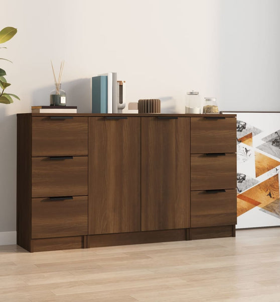Sideboards 3 Stk. Braun Eichen-Optik Holzwerkstoff