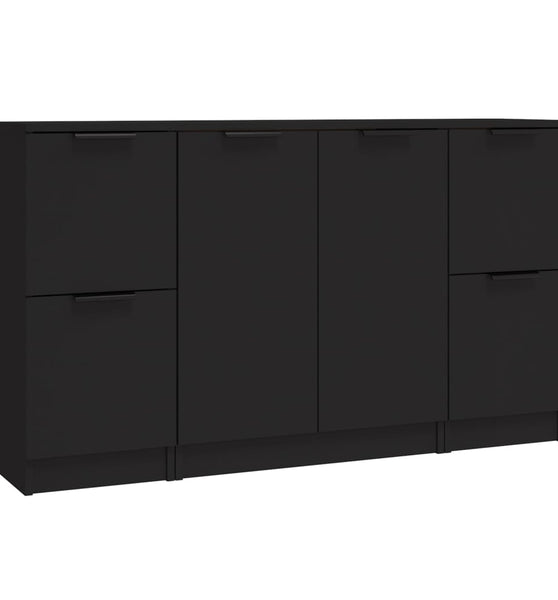 Sideboards 3 Stk. Schwarz Holzwerkstoff