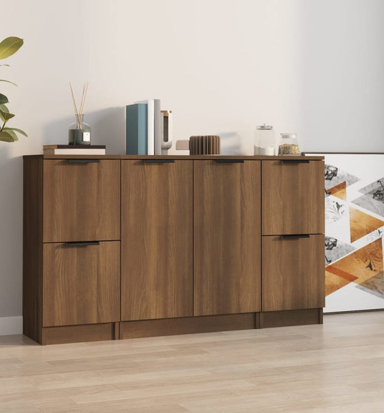 Sideboards 3 Stk. Braun Eichen-Optik Holzwerkstoff