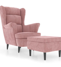 Ohrensessel mit Hocker Rosa Samt