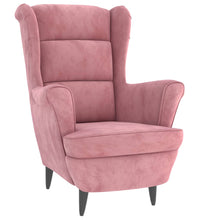 Ohrensessel mit Hocker Rosa Samt