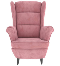 Ohrensessel mit Hocker Rosa Samt