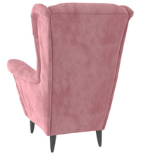 Ohrensessel mit Hocker Rosa Samt