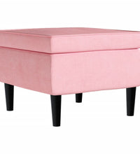 Ohrensessel mit Hocker Rosa Samt