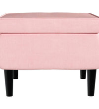 Ohrensessel mit Hocker Rosa Samt