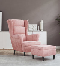 Ohrensessel mit Hocker Rosa Samt