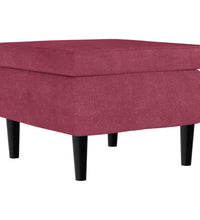 Ohrensessel mit Hocker Weinrot Samt