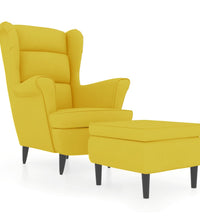 Ohrensessel mit Hocker Senfgelb Samt