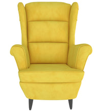 Ohrensessel mit Hocker Senfgelb Samt