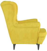 Ohrensessel mit Hocker Senfgelb Samt