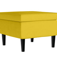 Ohrensessel mit Hocker Senfgelb Samt