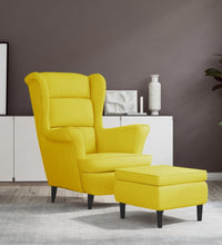 Ohrensessel mit Hocker Senfgelb Samt