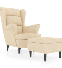 Ohrensessel mit Hocker Creme Samt