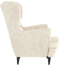 Ohrensessel mit Hocker Creme Samt