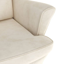 Ohrensessel mit Hocker Creme Samt
