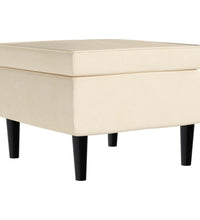 Ohrensessel mit Hocker Creme Samt